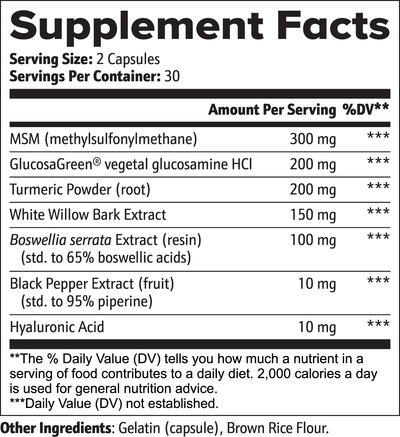 Arthrorevive + joint health - supplement facts