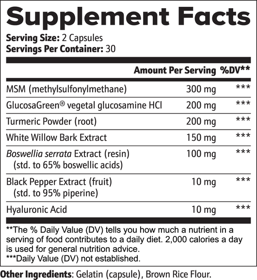 Arthrorevive + joint health - supplement facts
